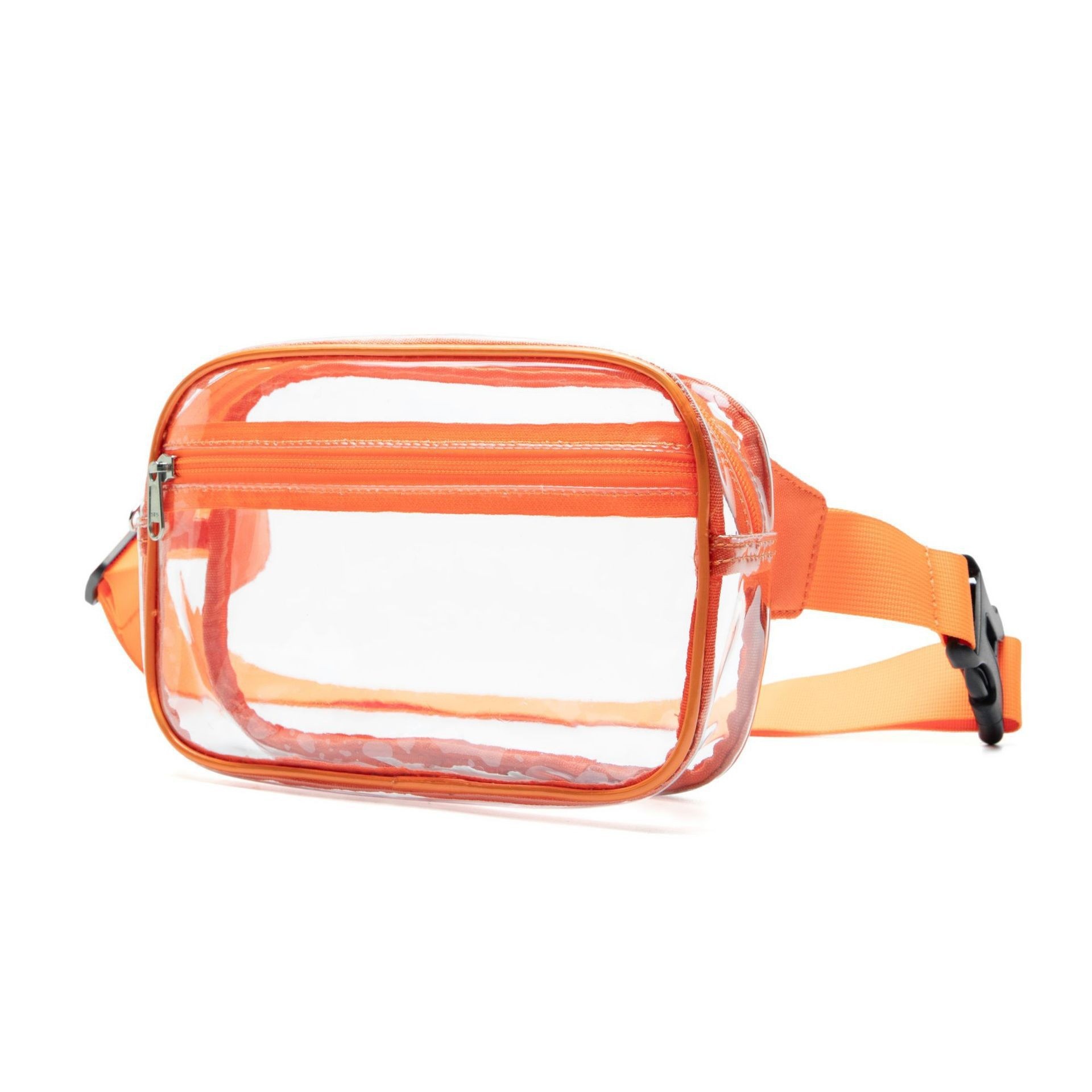 Transparent PVC Toiletry Bag, Waterproof, Portable, Large Capacity Crossbody Makeup Bag, Outdoor Sports Storage Bag, Waist Bag - Orange Red photo 1