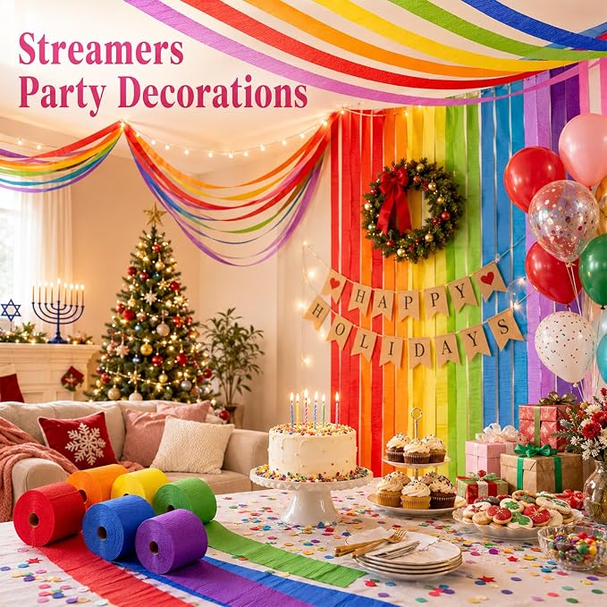 12-Roll Party Crepe Paper Streamers 984FT For Halloween, Christmas, Weddings, Baby Showers And Celebrations photo 2