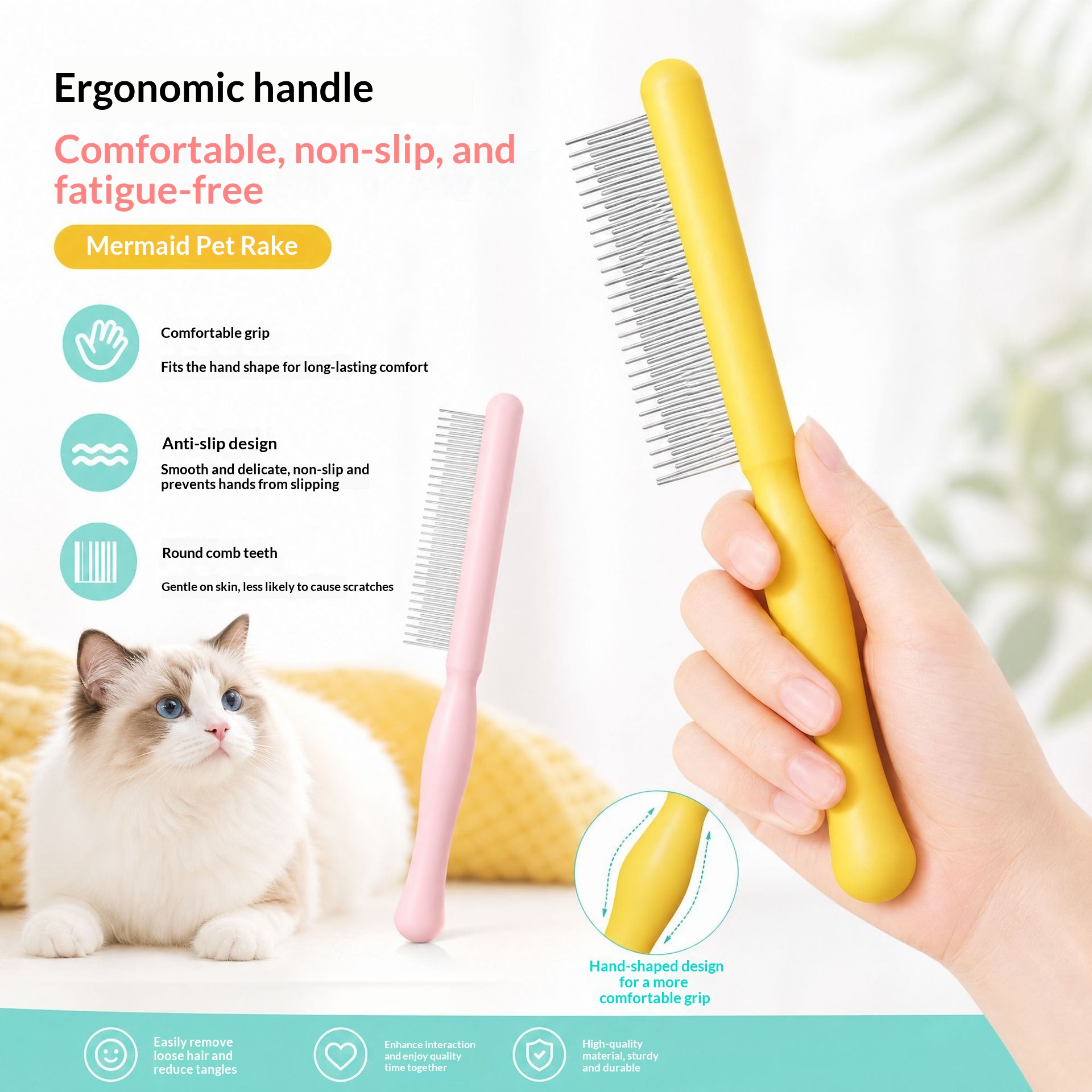 Wholesale Pet Supplies Cat And Dog Combs, Grooming Combs To Remove Loose Hair, Needle Combs, Massage Combs, Wide And Fine Tooth Brushes, Cross-border photo 6