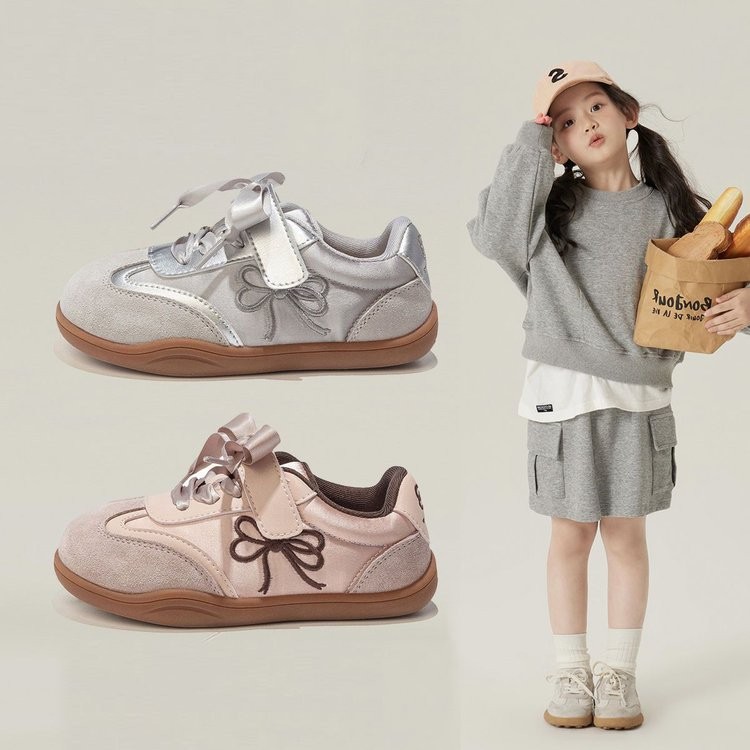 2026 Spring Autumn New Kids Skate Shoes, Breathable German Trainers, Fashion Bow Casual Sneakers For Little & Big Girls photo 1