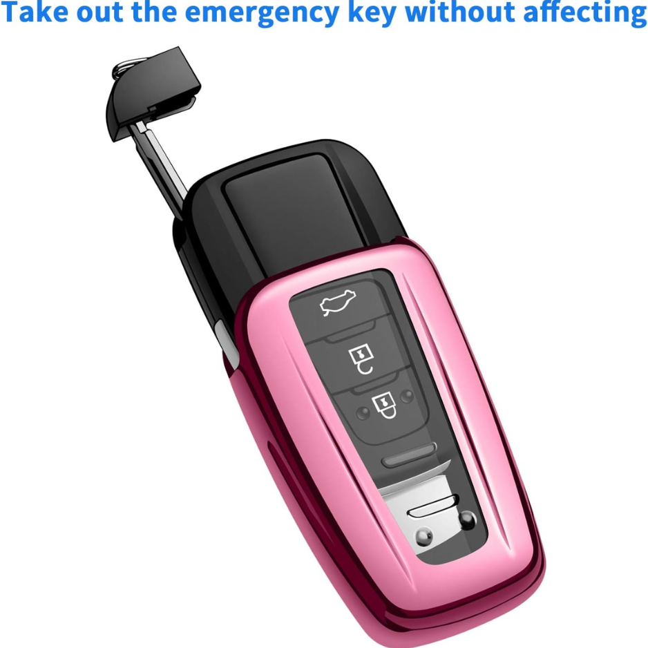 Pink TPU Key Fob Cover With Keychain, Soft Key Shell Case For Toyota RAV4, Highlander, Corolla, Prius, Camry And Avalon photo 5