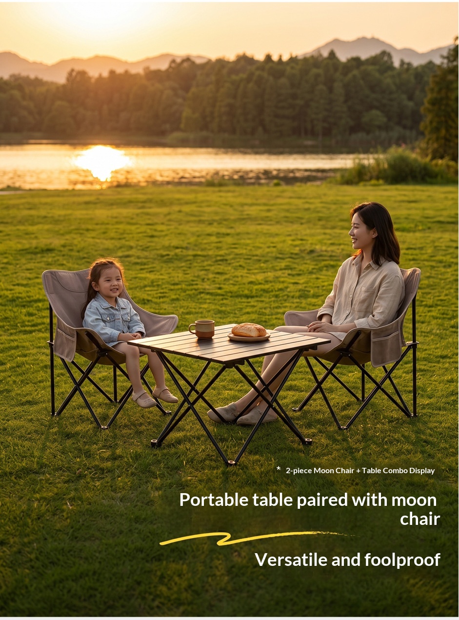 Ruida Outdoor Folding Table Carbon Steel Iron Picnic Table And Chair Portable Camping Egg Roll Table Outdoor Supplies Equipment Suit photo 2