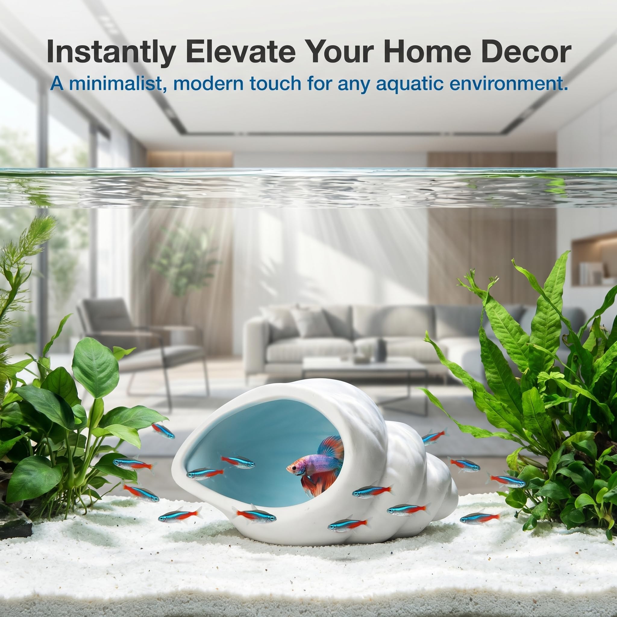 Ceramic Aquarium Cave For Betta Fish Tank Decor, White Conch Shell Hideout, Smooth Glaze Fish Tank Accessories & Decorations For Betta Fish, Shrimp, Pleco photo 8