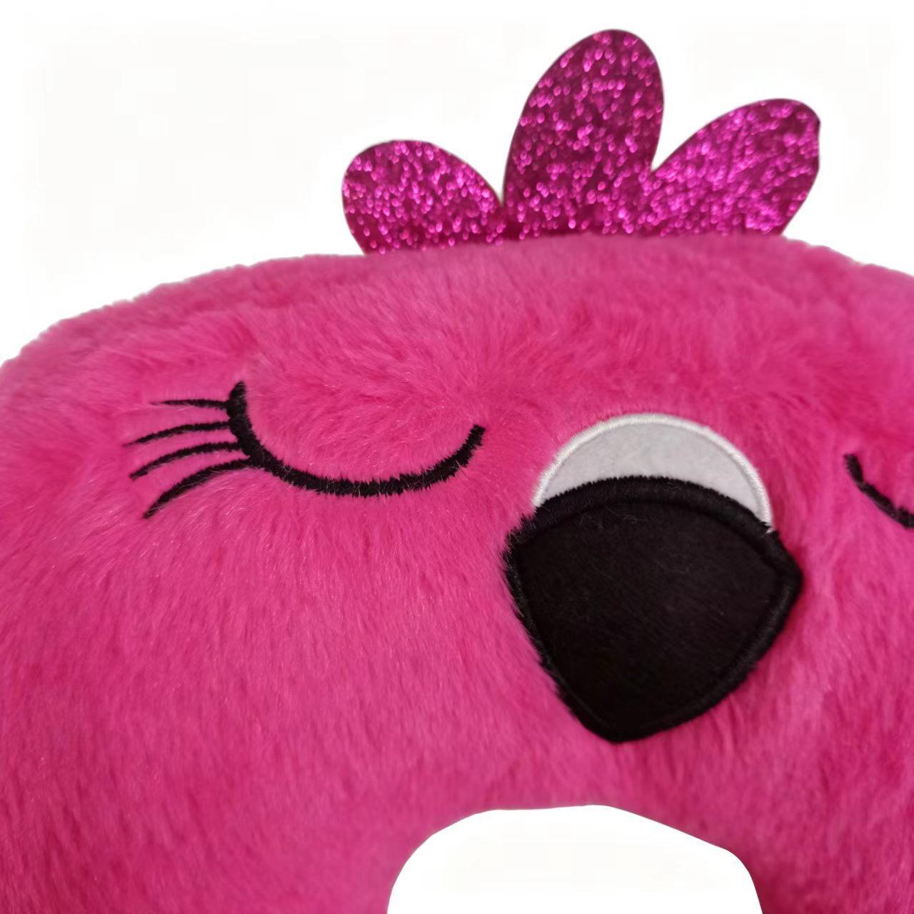 Cute Hot  Flamingo Plush Travel Neck Pillow, PP Cotton Filled U Shaped Neck Support Cushion, Soft Fluffy Neck Rest For Airplane Car Office Nap photo 4