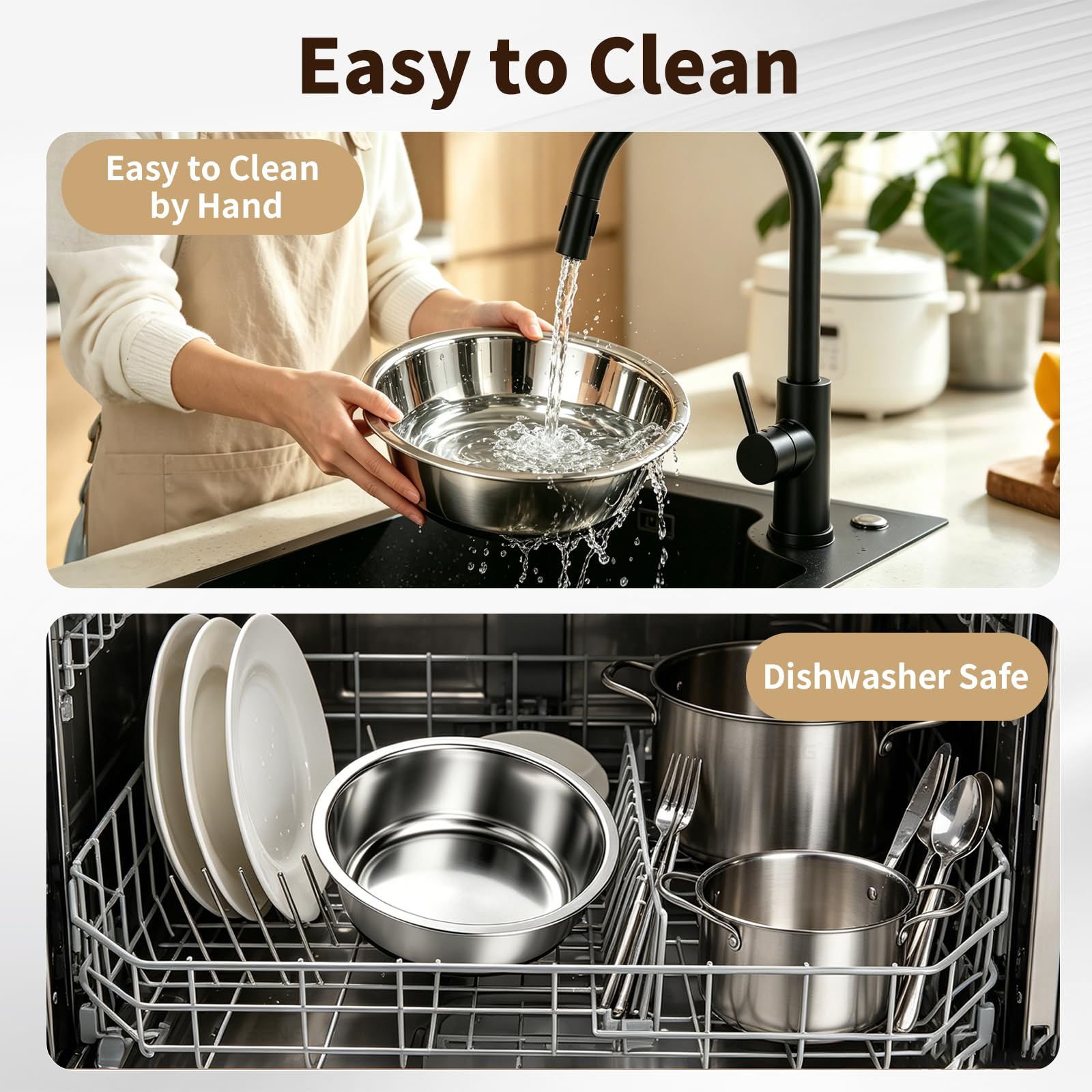 Stainless Steel Dog Bowls, 3.8 Cup, 2 Pack, Non-Slip & Durable Stable Non-Slip Base Dishwasher Safe Effortless Cleaning Space-Saving Stackable Design Dog Food And Water Bowl Set photo 5