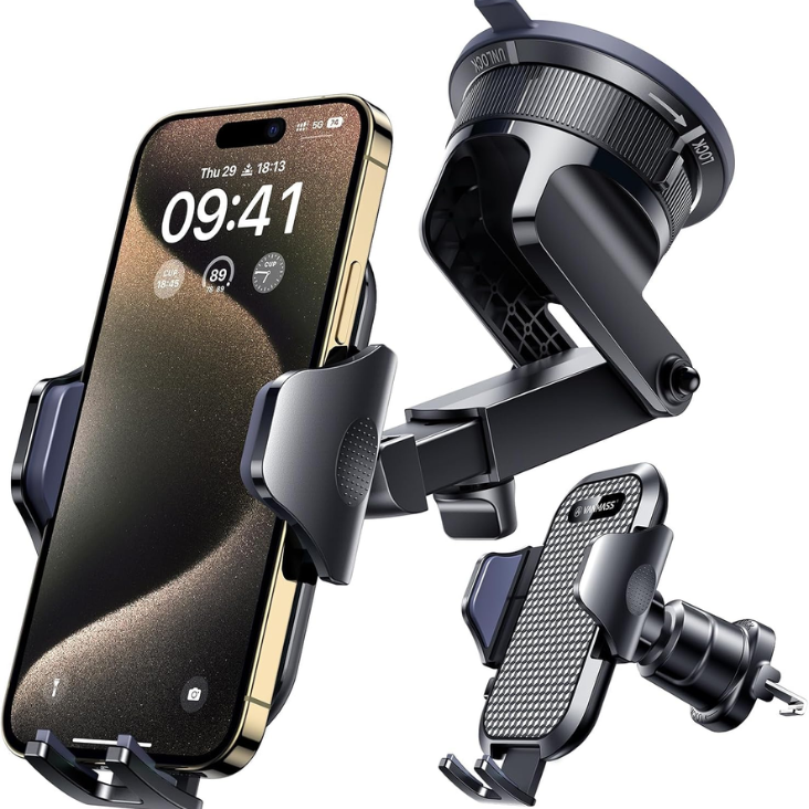 Car Phone Holder VANMASS Upgraded Strongest Suction Clip Cell Phone Mount For Dashboard Windshield Vent Kit, Truck Cradle Stand For 18 Pro Max 17 16 15 Android,Ink Black photo 1