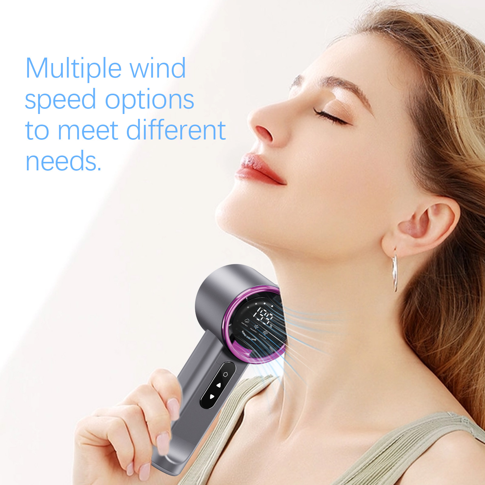 High-speed Handheld Fan Gray-purple photo 4