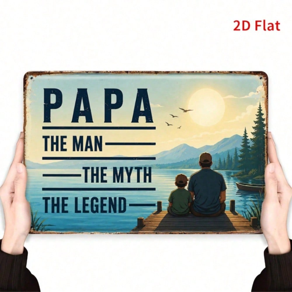 Papa The Man The Myth The Legend Sign, Lake View Bronze 2D Father's Day Gift photo 6