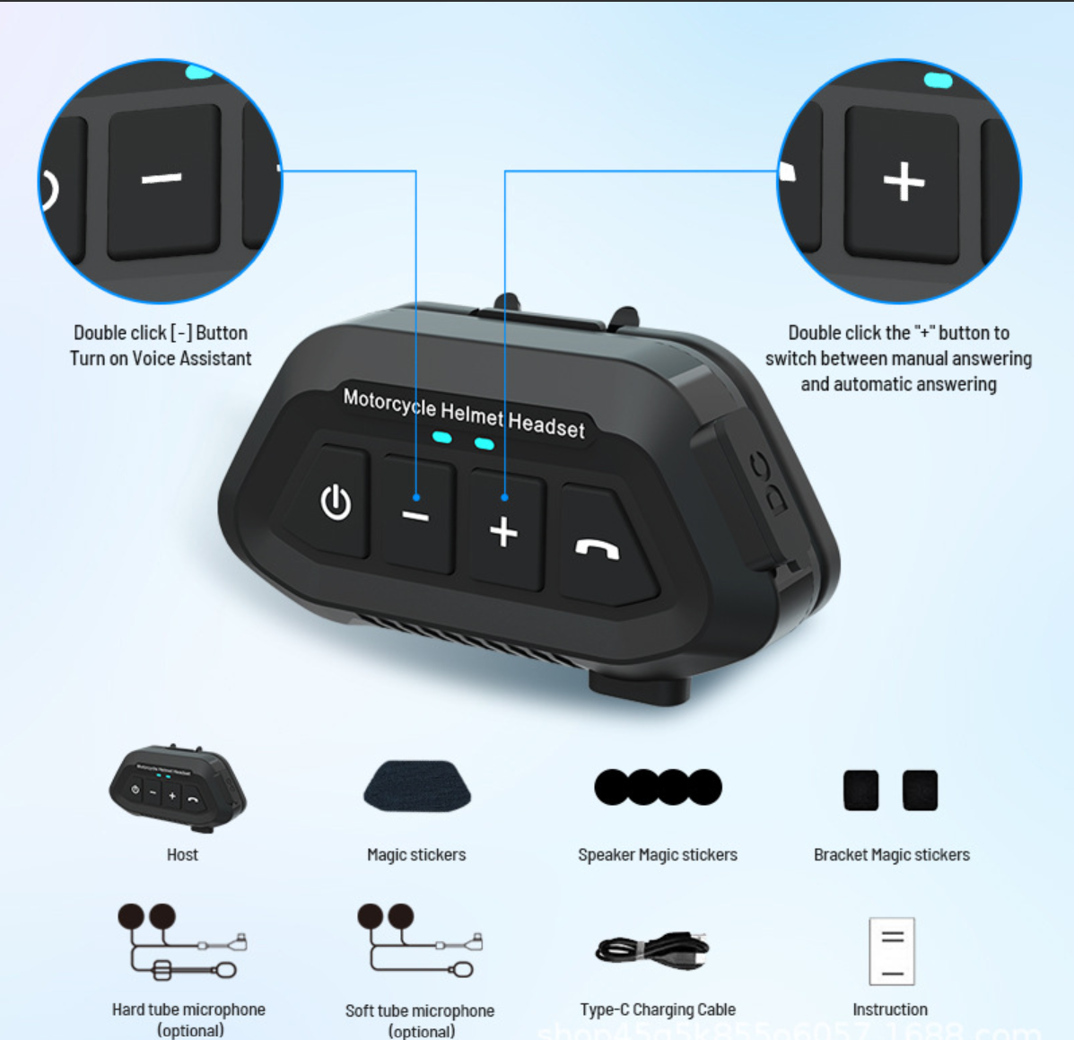 Cross-border Exclusive LX2 Motorcycle Bluetooth Headphones, Waterproof Rider Wireless 5.3 Helmet Bluetooth Headphones photo 4