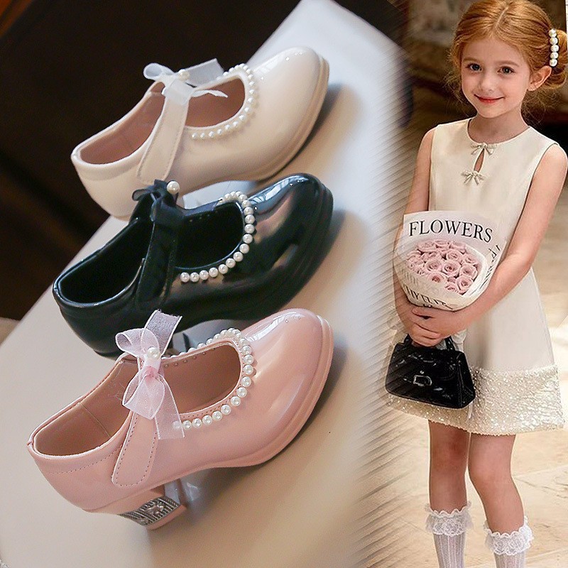 2026 Summer New Girls Block Heel Princess Shoes, Stylish Kids Loafers, Versatile Leather Dress Shoes For Little Girls photo 1