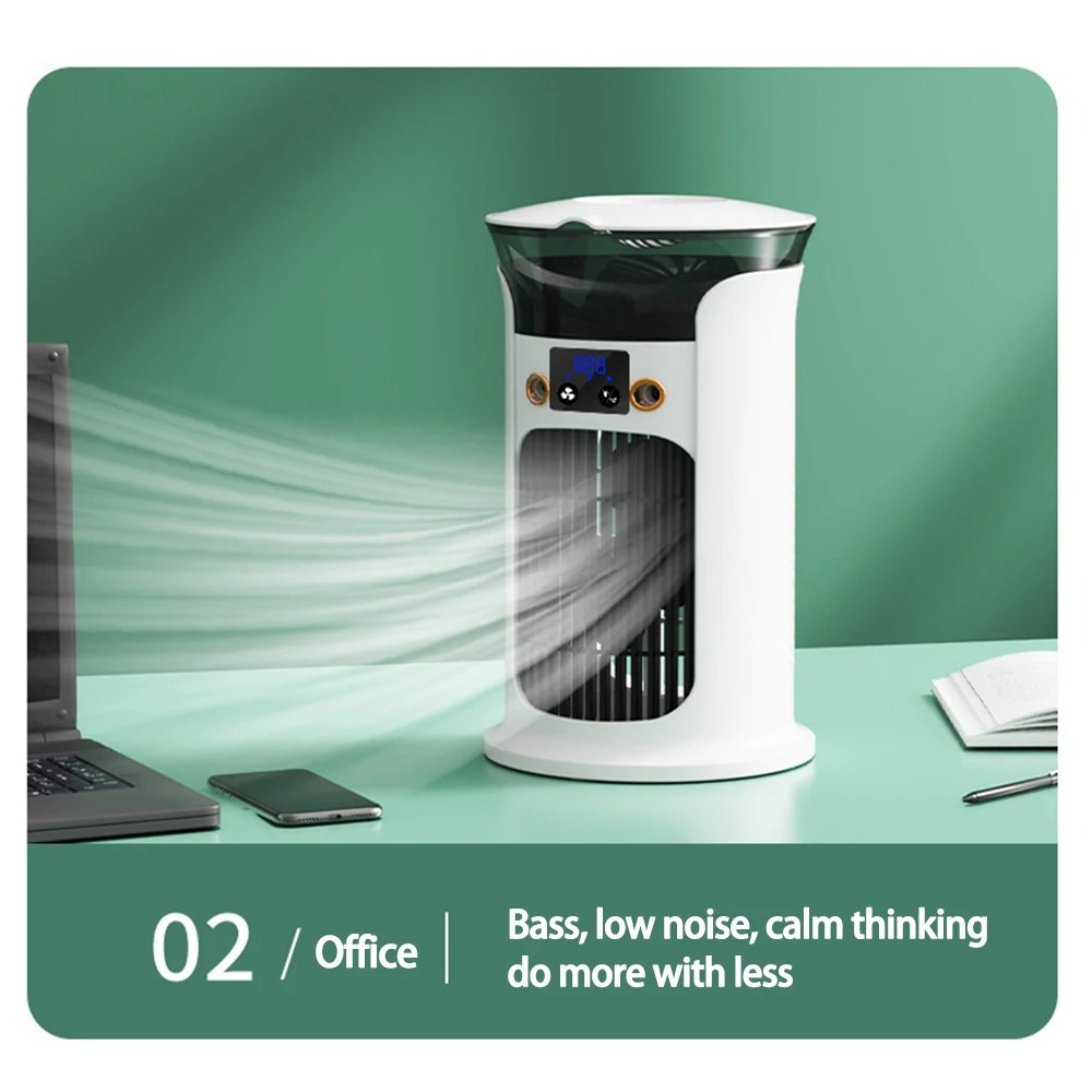 Portable Mini USB Desktop Air Cooler Fan  Suitable For Home, Room, And Camping Use Combines Humidification, Cooling, And Night Light Functions. photo 5