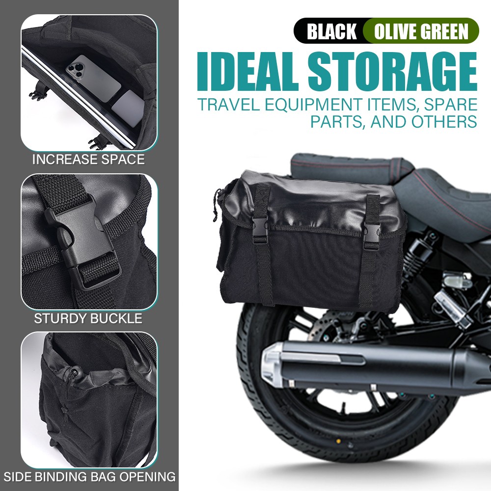 26L Motorcycle Saddle Bag Waterproof Side Canvas Travel Storage Bike Panniers photo 4