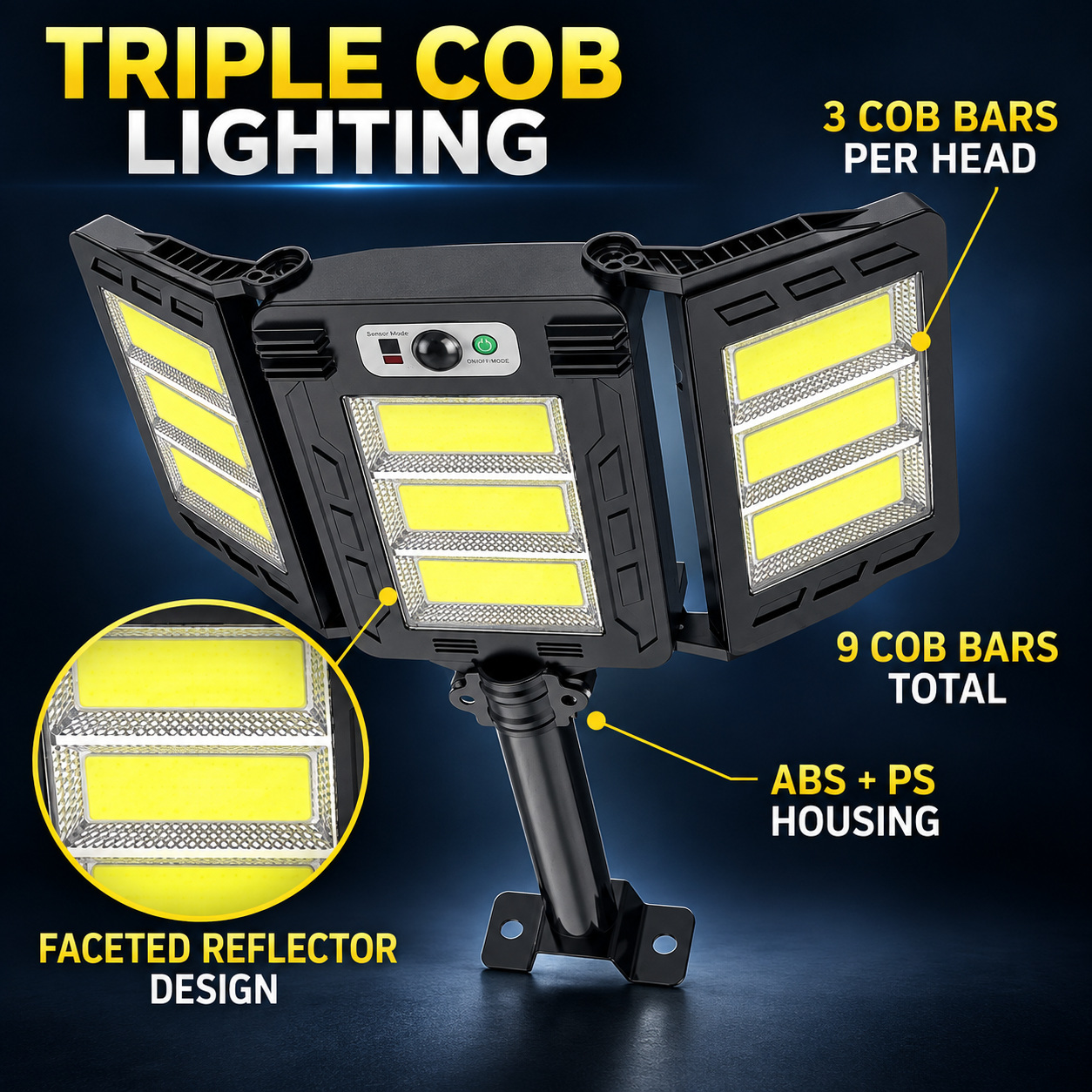 Solar Powered Rechargeable Motion Sensor COB LED Work Light 3000mAh For Auto W786 3 Street photo 3