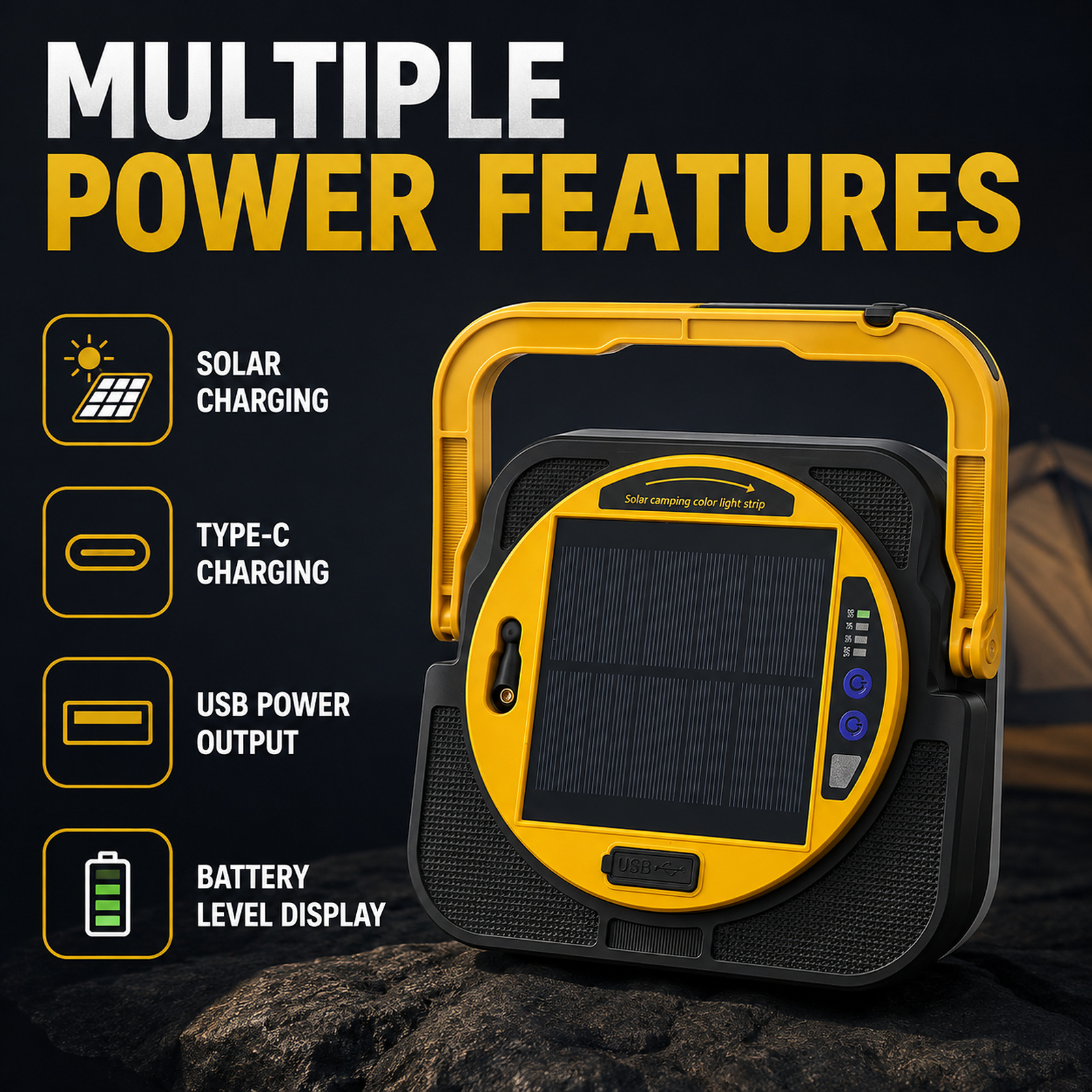 D88 2 Camping Lantern 4500mAh Type C For Outdoor Factory Supply Solar Powered LED Battery photo 5