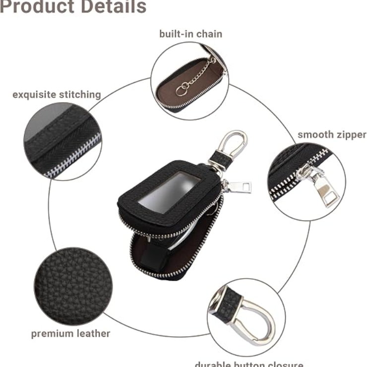 Premium Leather Key Fob Case - Universal Car Key Holder photo 4