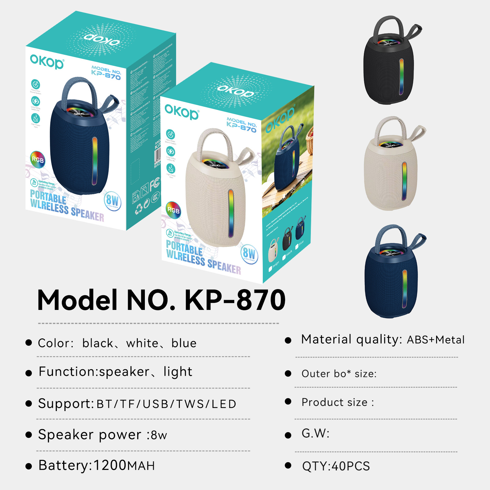 KP-870 Best-Selling Portable Bluetooth Speaker New Wireless TWS Model With Card Slot Handle And Bass Compact Outdoor Speaker In Stock photo 4