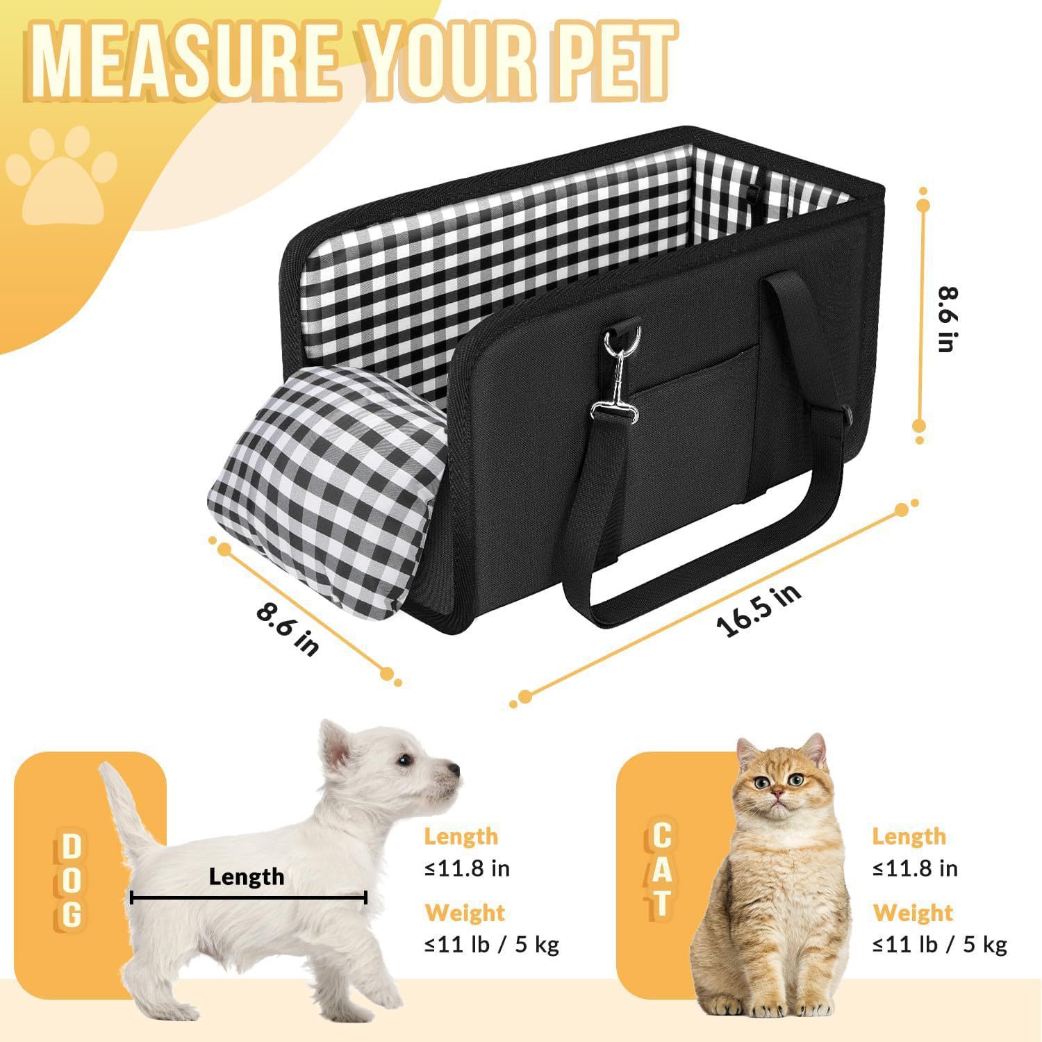 Dog Car Seat Console Booster 11lbs Anti-collapse Center Seat With Soft Cushion & Safety Belt. Portable Carrier For Small Pets. Fits Car Console photo 5