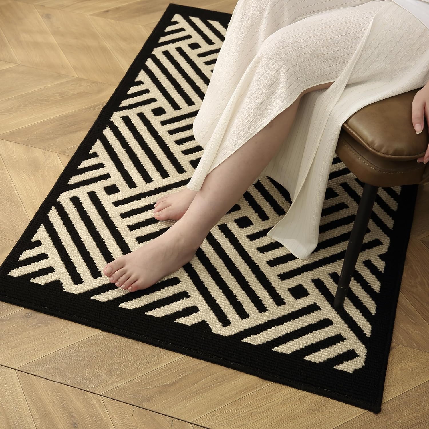 Black Wave Indoor Door Mat 20x32 Inch, Entrance Floor Mat For Front Door, Entryway, Hallway And Home photo 4