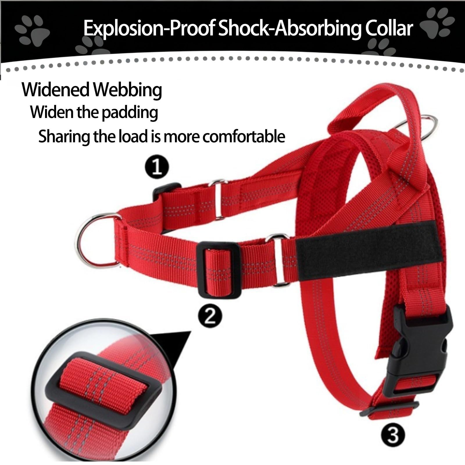 No-Pull Harness,No Pull Dog Harness With Soft Padded Handle Reflective Adjustable Breathable Mesh Pet Vest,Easy On-Off Soft Padded Harness,Easy For Training Walking For Dogs Of All Size photo 7