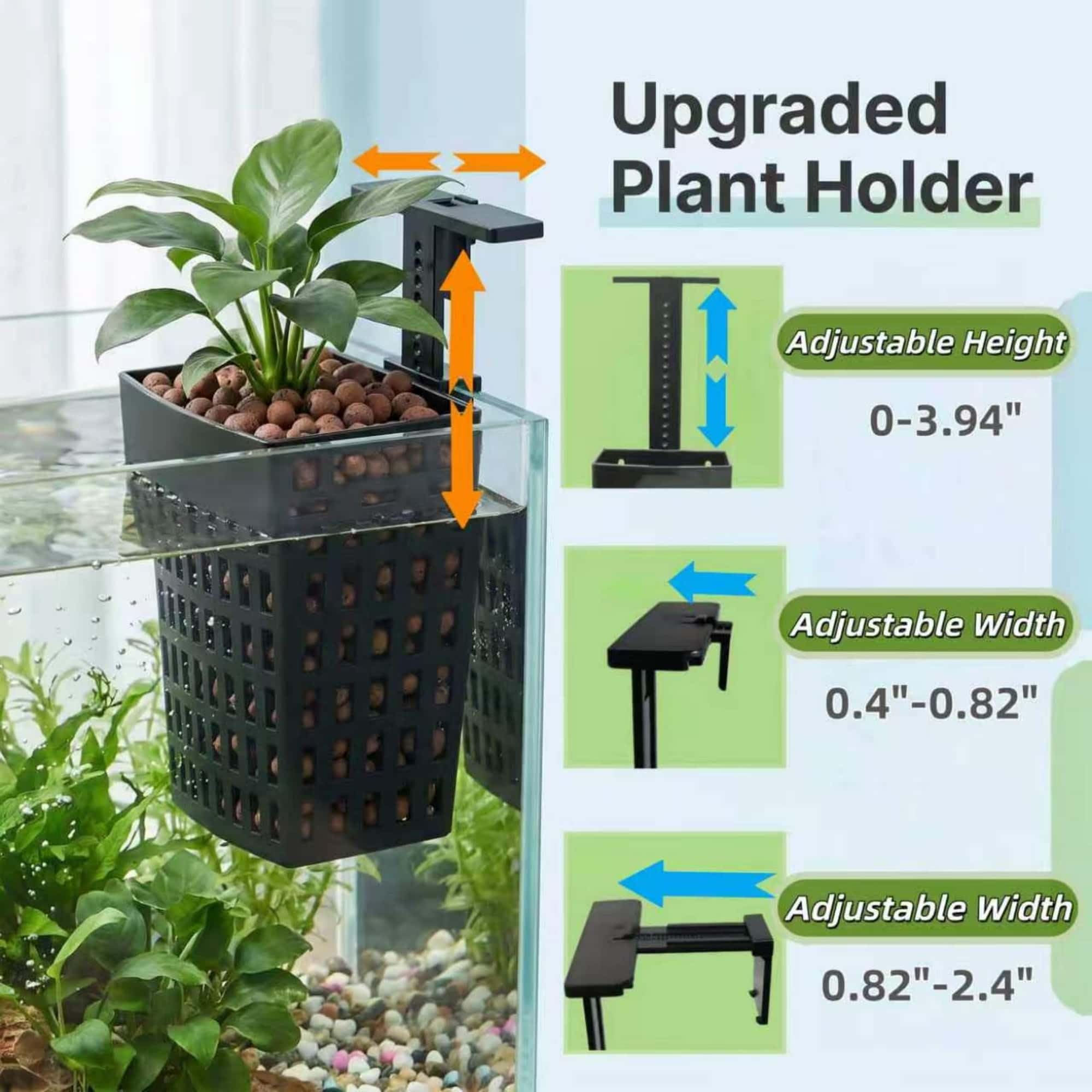 2 Pack Upgraded Aquarium Plant Holder, Adjustable Width And Height Hook Fish Tank Plant Holder With Suction Cup For Aquascape Decor photo 4