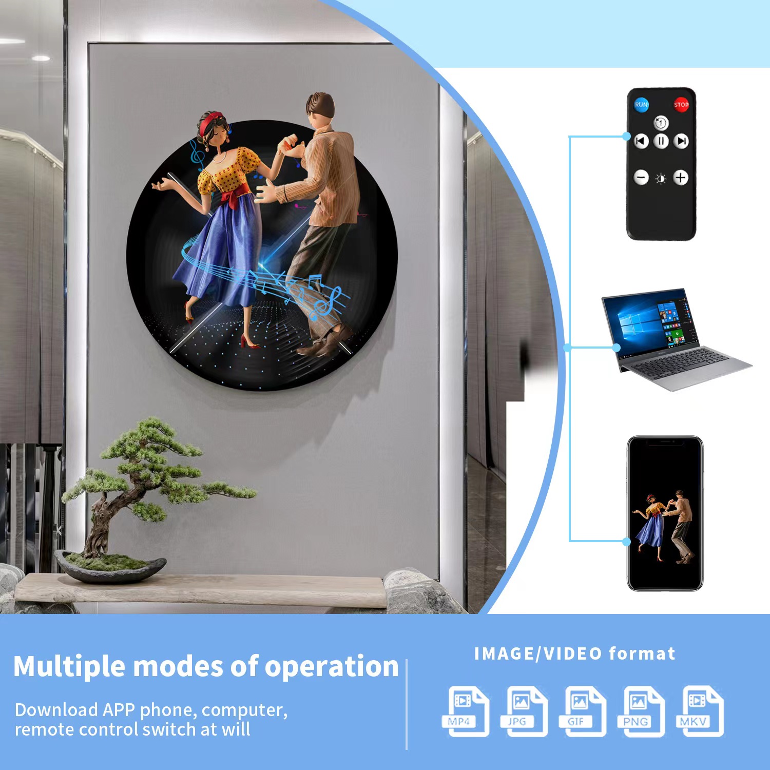 3Dhologramfan, 60cm 3Dhologramfan Projector HD 720 LED Holographic Christmas Tree Advertising Display With Remote Bluetooth WiFi, Video Library For Business,Bar,Halloween Missyou 23.6 Inch photo 7