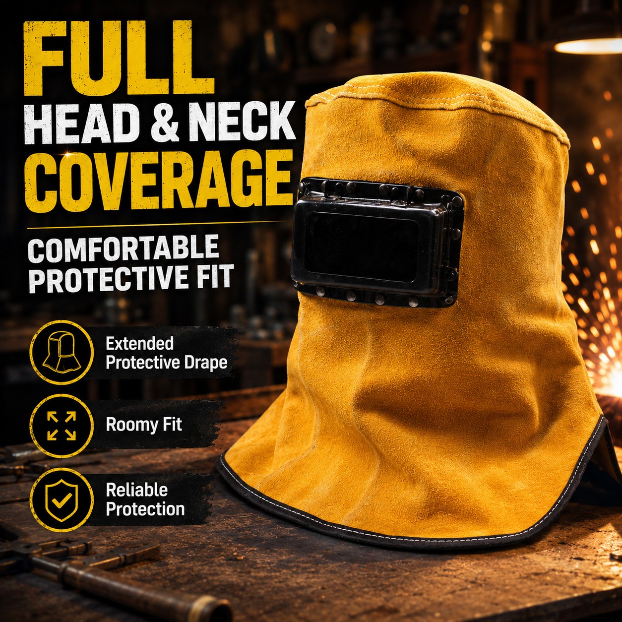 Welding Mask Helmet With Lens Leather Hood Sweat Absorbent Welder Work Hat Gear photo 3