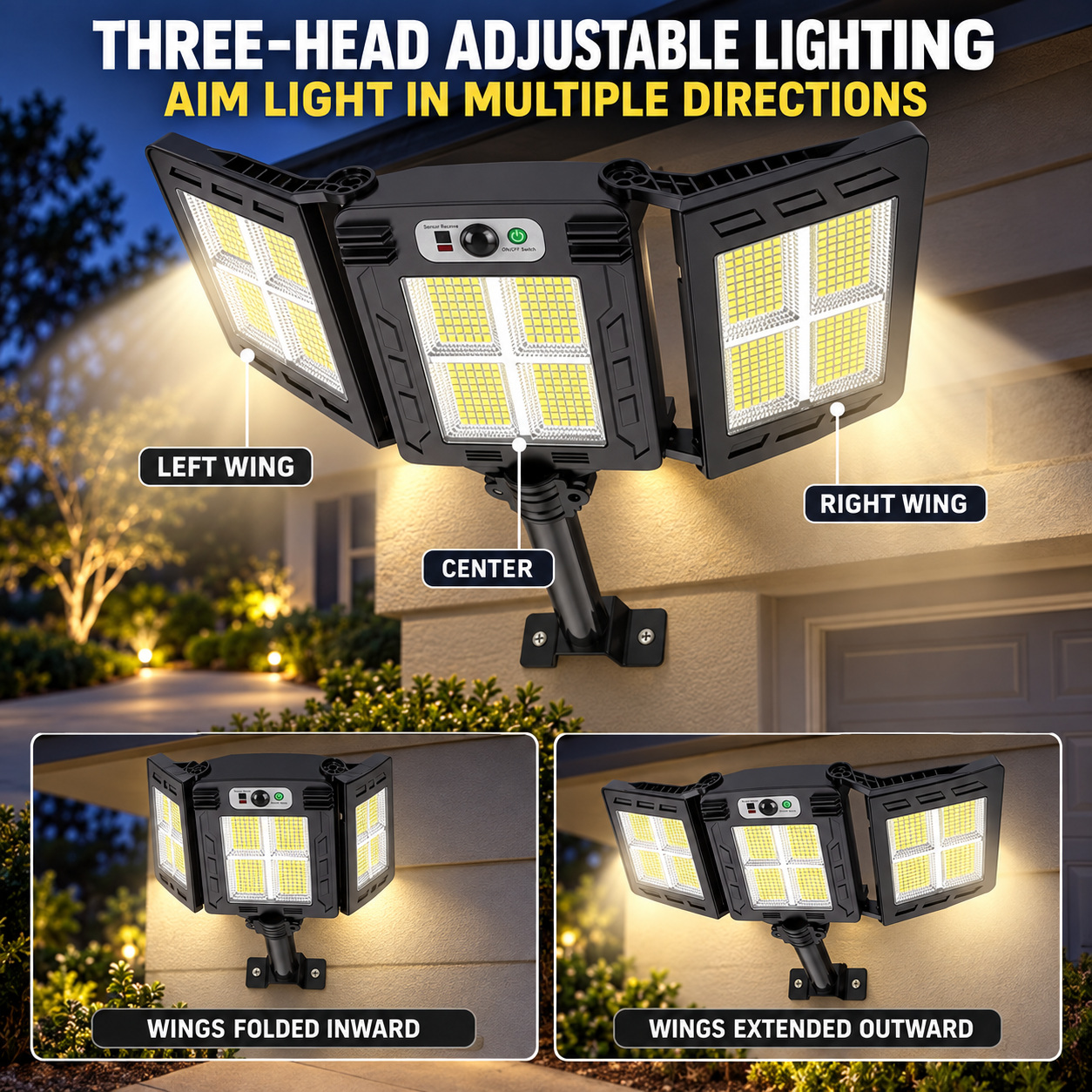 Solar Powered Rechargeable Motion Sensor LED Work Light 3000mAh For Auto W785 4 5 5W photo 3