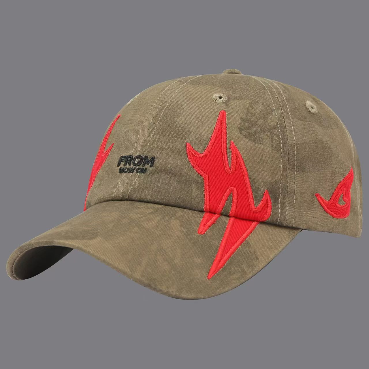 Camouflage Distressed Flame Letter Embroidery Beanie Cap For Street Cool Style, Suitable For Music Festival Daily Outings photo 5