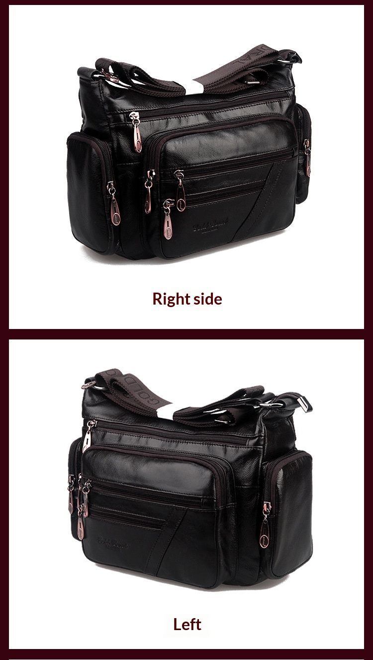 New Cowhide Single Shoulder Crossbody Bag For Middle-aged And Elderly Mothers, Layered Leather Crossbody Casual - Date Red photo 6