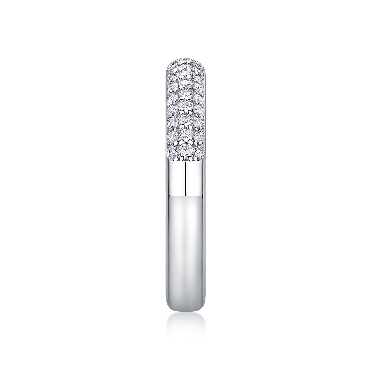 S925 Silver 3.3g Platinum Plated Moissanite Ring, 4.0mm 63pcs D VVS1 Micro Pave Band, GRA Certified US 5-9 photo 5