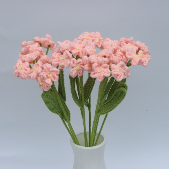 Handmade Crochet Forget Me Not Bouquet Finished Yarn Everlasting Flower Artificial Knitted Yarn Flower Valentine's Day Gift photo 4