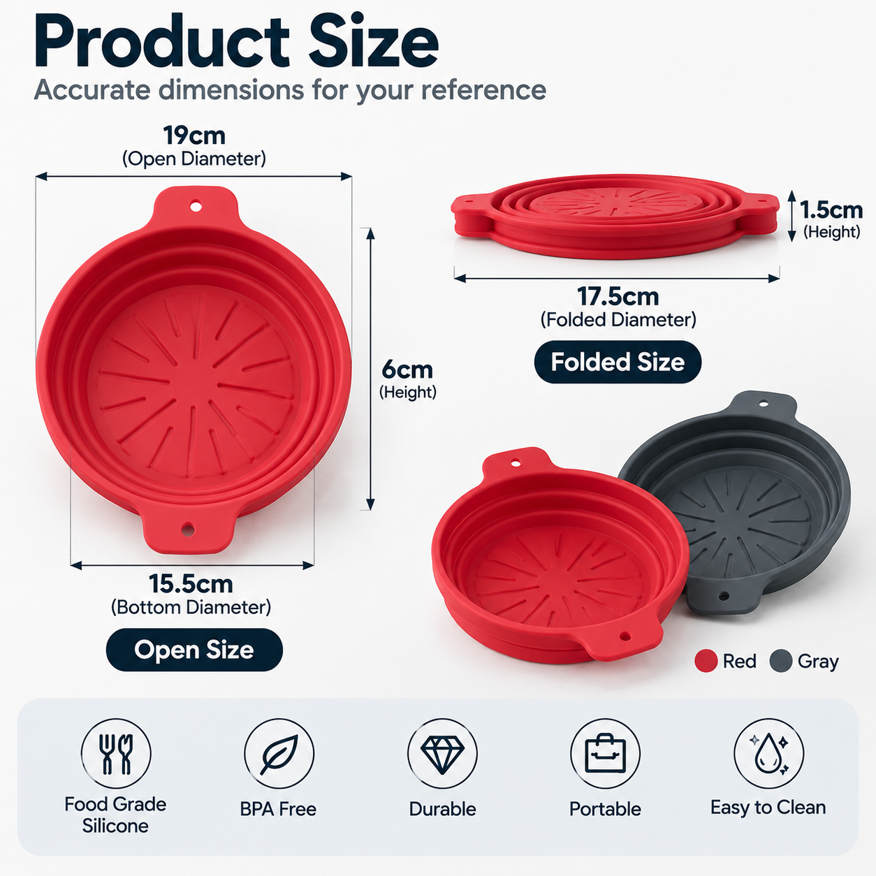 Collapsible Silicone Bowl Portable Foldable Food Container Travel Camping Bowl photo 3