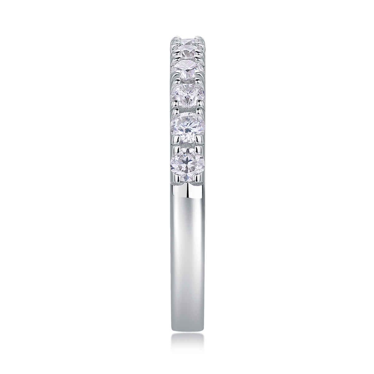 S925 Silver 2.6g Platinum Plated Moissanite Ring, 3.0mm 8pcs D VVS1 Half Eternity Band, GRA Certified US 5-9 photo 7