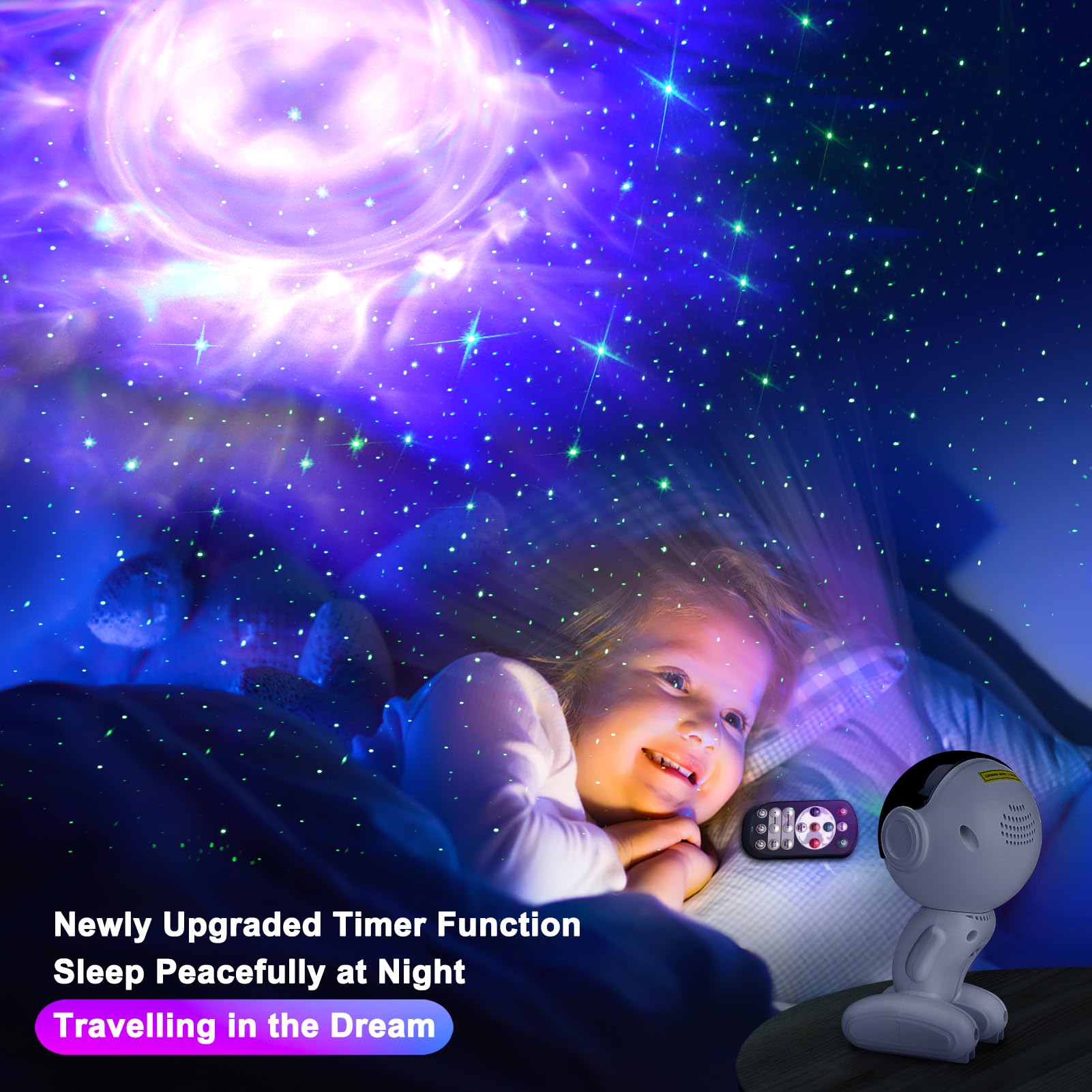 Astronaut Galaxy Night Light, 360  Adjustable Starry Night Light With Timer And Remote Control, USB Powered photo 2