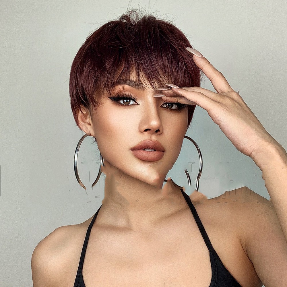 Reversed  Style With Six Colors And Short Straight Hair Wig photo 2