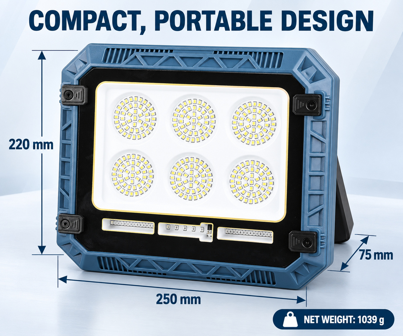 Solar Powered Rechargeable Battery Display 18650 W8115 3 12 5W LED Flood Light Remote Control photo 2
