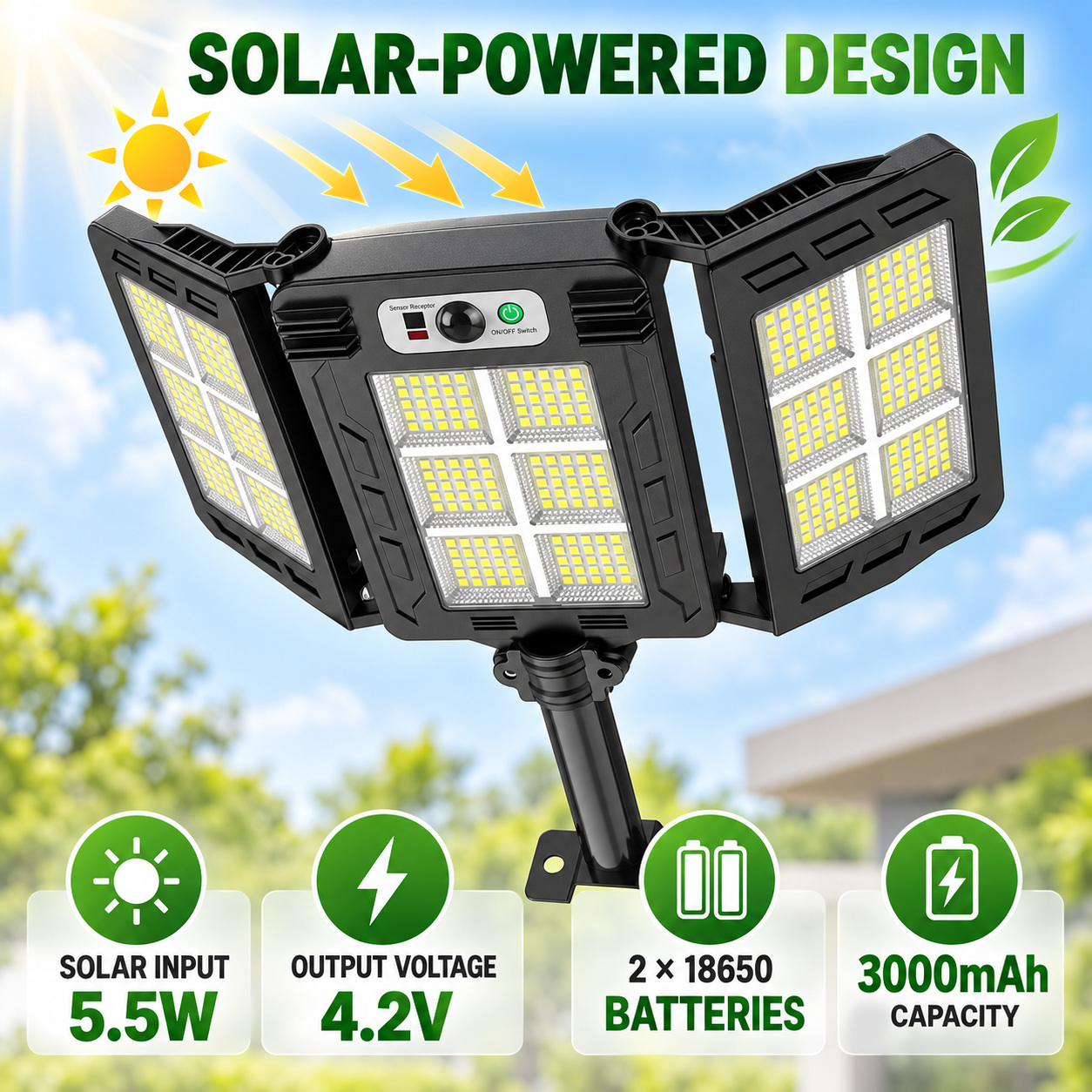 Solar Powered Rechargeable Motion Sensor LED Work Light 3000mAh For Auto W785 6 2 Hour photo 8