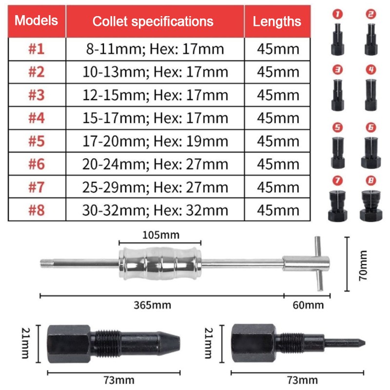 8-32mm Inner Bearing Puller Kit Set Remover Slide Hammer Blind Hole W Red Case photo 2