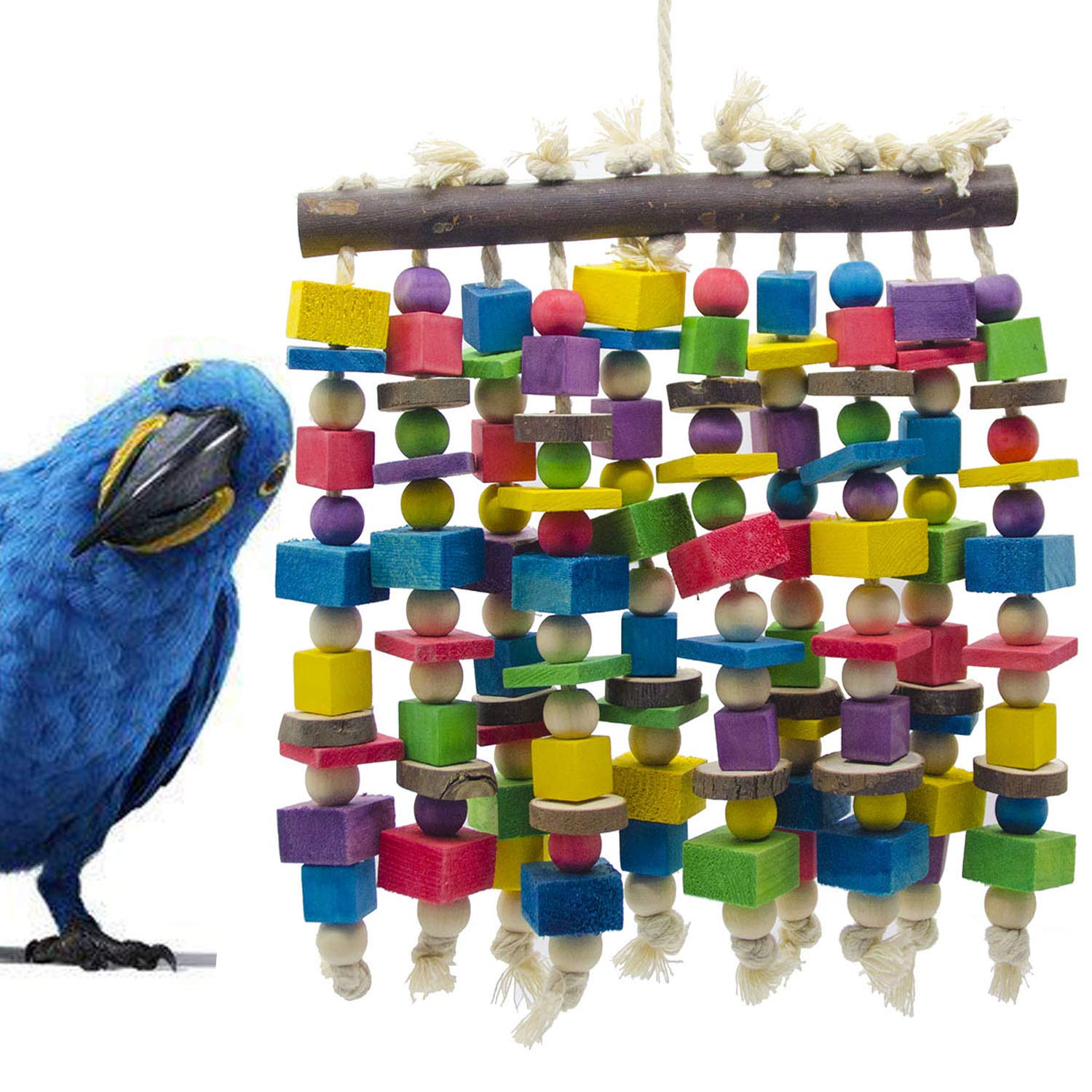 Large Bird Parrot Chewing Toy - Multicolored Natural Wooden Blocks Bird Parrot Tearing Toys Suggested For Large Macaws Cokatoos,African Grey And A Variety Of Amazon Parrots photo 1