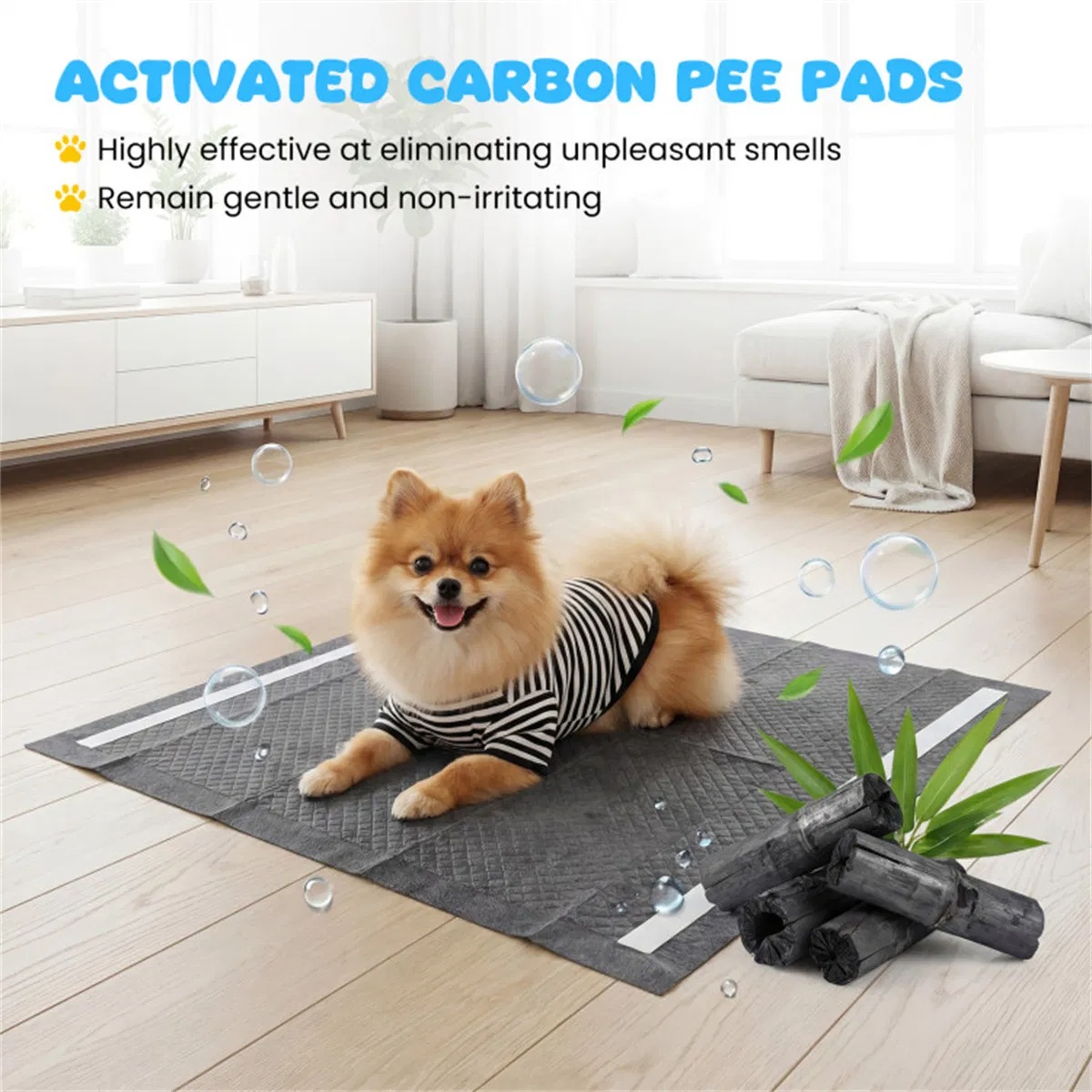 150 Pack Charcoal Dog Pee Pads 24  24, 6 Layer Ultra Absorbent Pet Training Pads With Odor Control photo 2