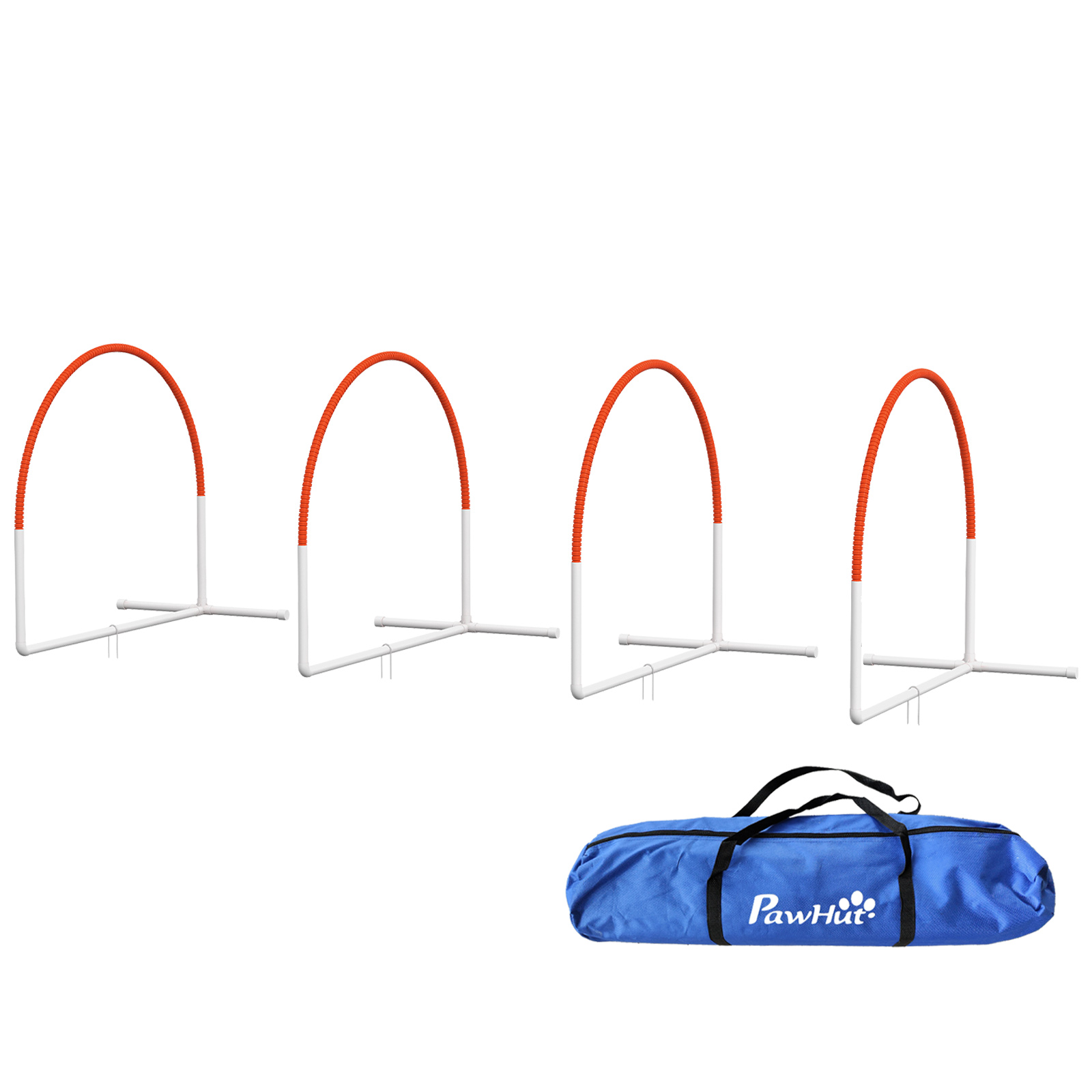 4 PCS Dog Agility Weave Poles Set Outdoor Training Equipment With Oxford Carry Bag Orange photo 4