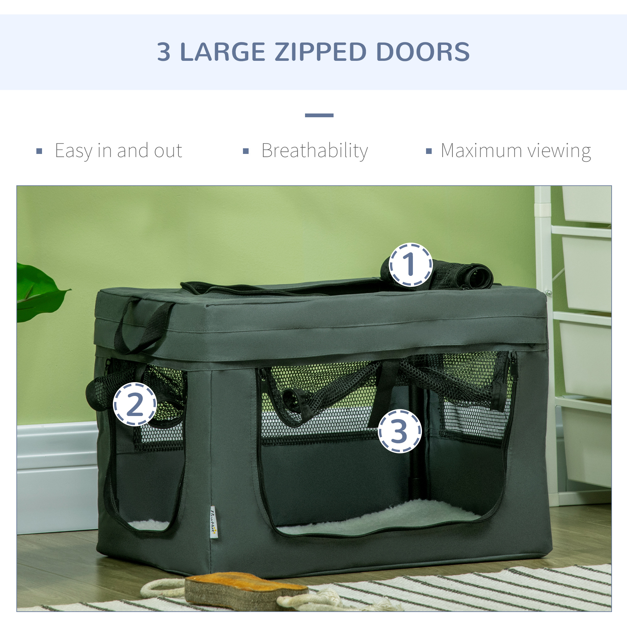 48.5cm Pet Carrier, With Cushion, For Miniature Dogs - Grey photo 7