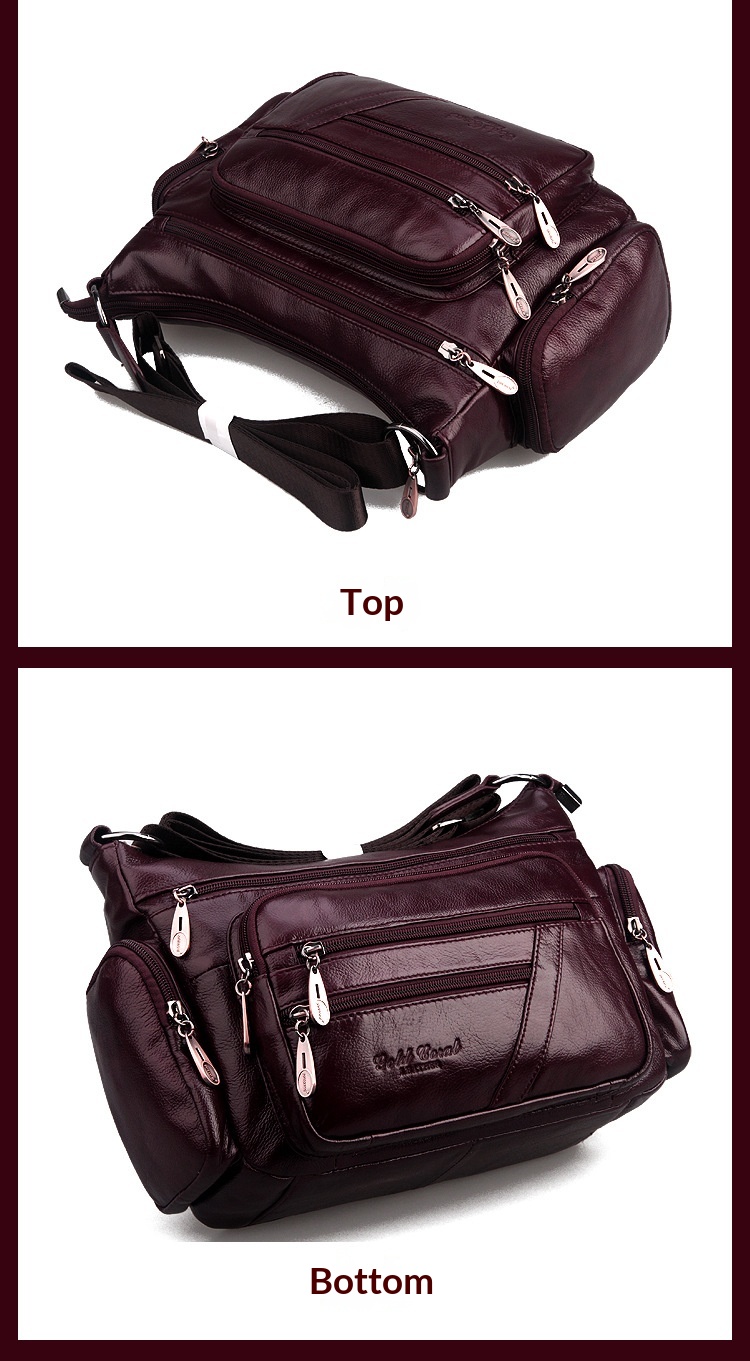 New Cowhide Single Shoulder Crossbody Bag For Middle-aged And Elderly Mothers, Layered Leather Crossbody Casual - Date Red photo 4