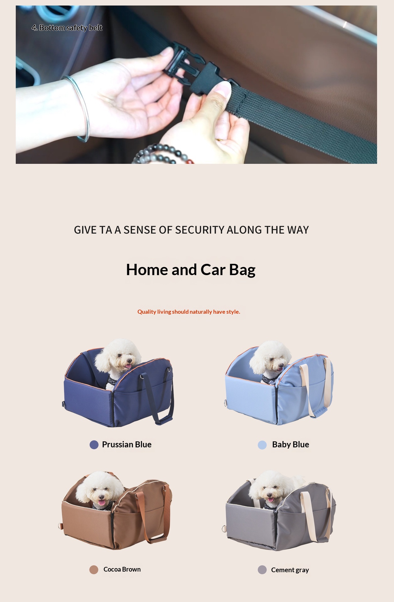 Multi-functional Portable Car Console Pet Carrier, Large-Capacity Dog Travel Bag photo 4