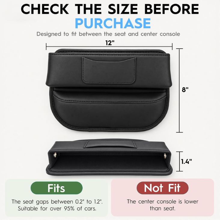 Car Seat Gap Filler Organizer Car Console Leather Storage Box Men Car Interior Accessories,Car Front Seat Storage For Holding Sunglasses Phone Ticket Card,SUV Truck Necessities photo 6