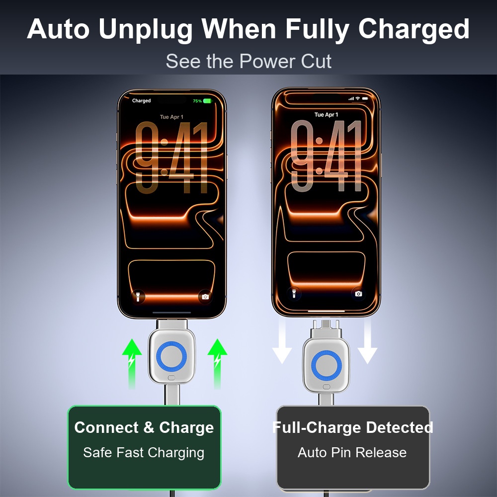 USB-C Auto Full-Charge Separator Smart Auto-Disconnect Charger Stopper 140W Overcharge Protection For Phone Android Safe Night Charging photo 3