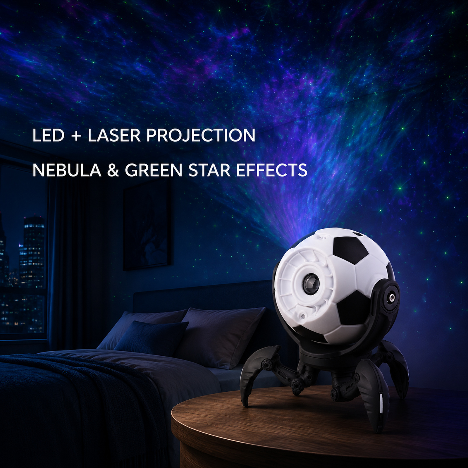 Solar Powered Rechargeable Battery Display Power Bank Function LED Night Light D79 White RGB Laser photo 6