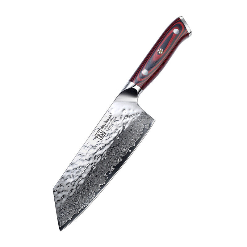 Keemake Nakiri Knife 7 Inch Damascus Steel Kitchen Chinese Meat Cleaver Knife photo 7