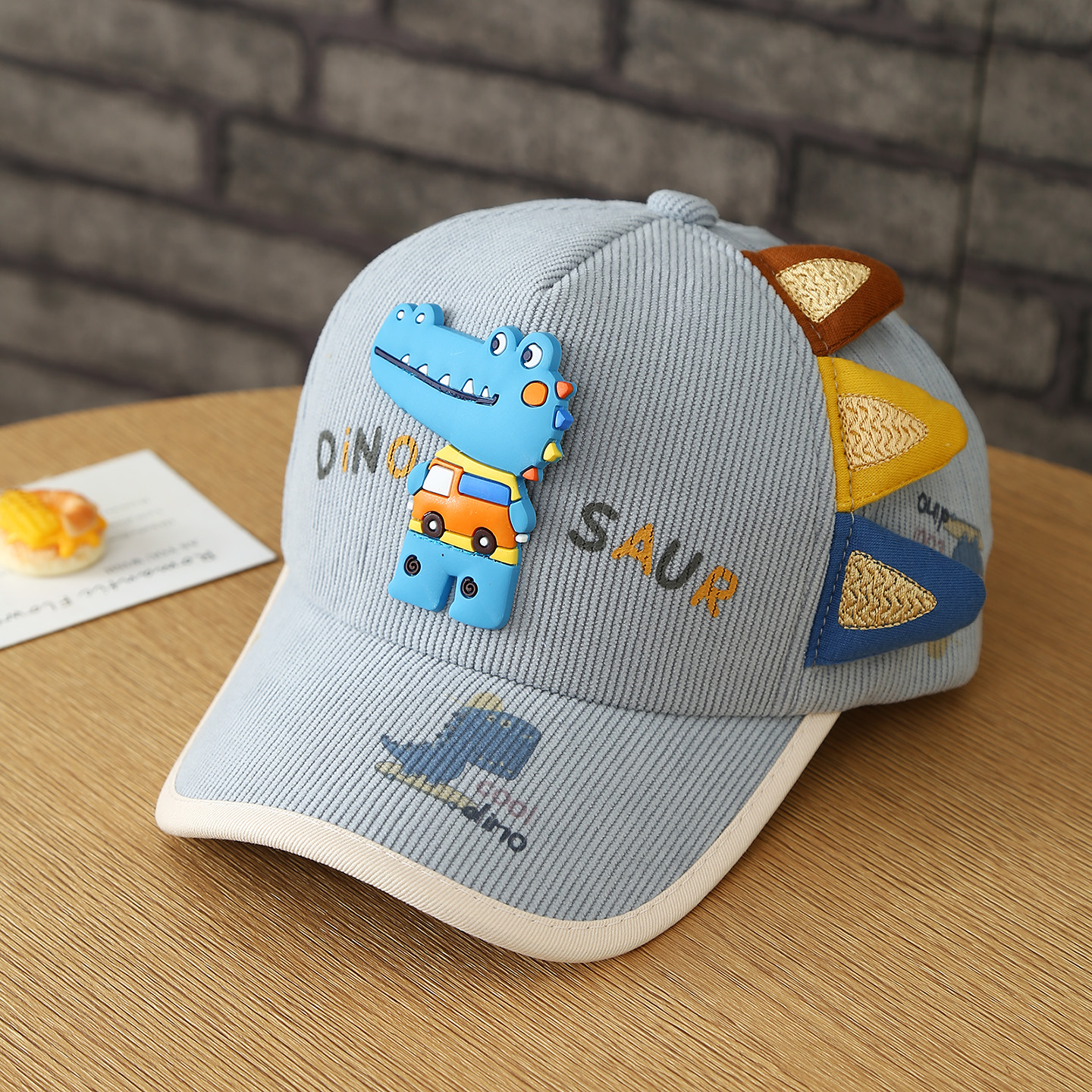 Fall Boys And Girls Dinosaur Crocodile Denim Three-Dimensional Cartoon Baseball Cap Adjustable Velcro Kids Hat Black And White photo 3