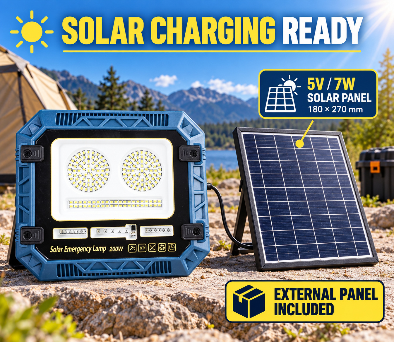 Solar Powered Rechargeable Battery Display 18650 W8115 2 7W LED Flood Light Remote Control Work photo 5
